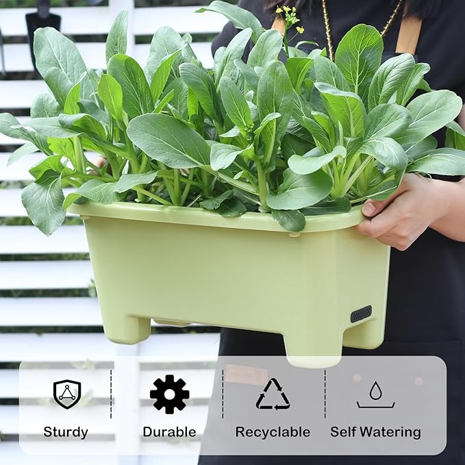 Self-Watering Rectangle Planter Boxes 8-Pack, 15.7-Inch Window Box Planter - Image 4
