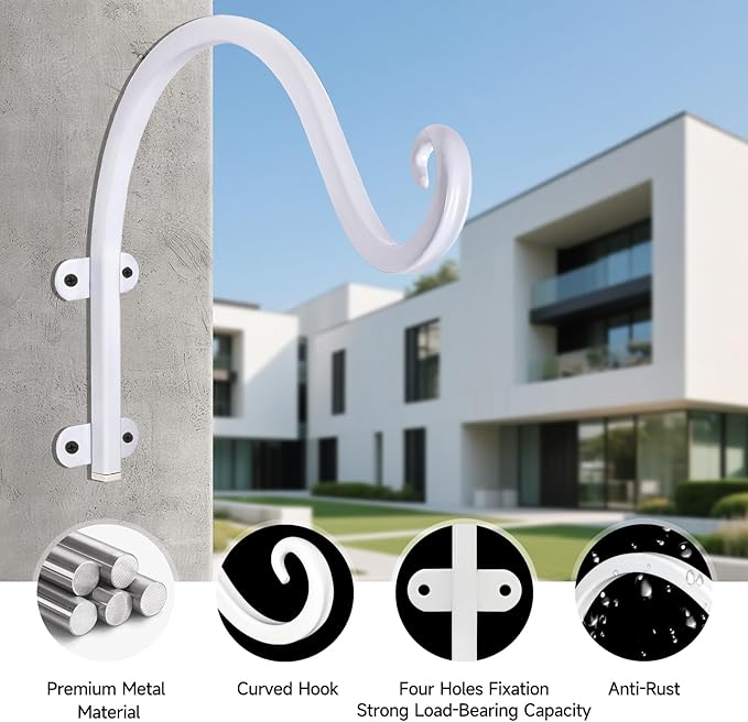 4 Pack 12Inch Plant Hanger, Sturdy Hanging Plant Bracket Hooks Outdoor - Image 4