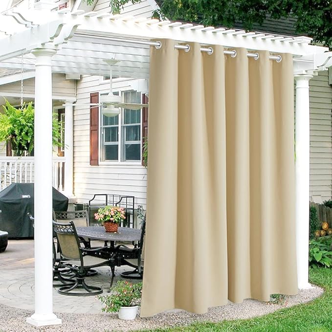RYB HOME Outdoor Curtains for Patio Waterproof Block Sunlight Thermal Insulated by RYBHOME