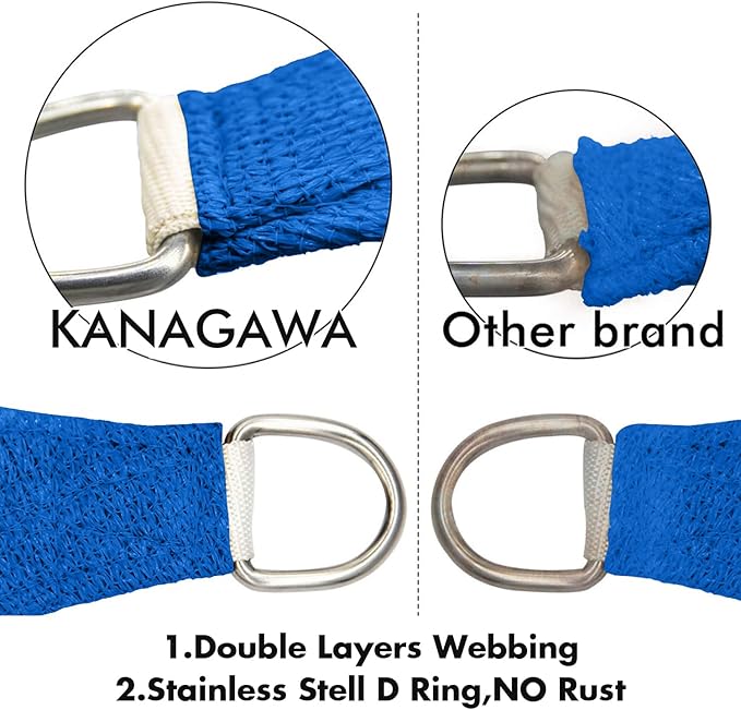 KANAGAWA Sun Shade Sail 7'x13' Blue Rectangle UV Block Canopy Awning Shelter - Image 4