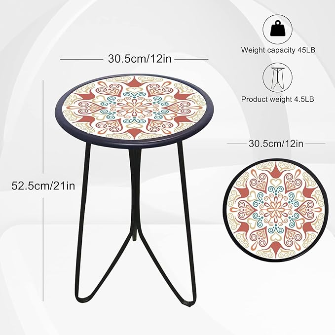 LIFFY Outdoor Metal Side Table, Indoor Round Home Decorative End Table - Image 3