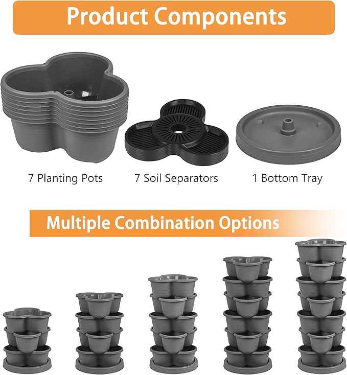 VECELO 7 Tier Vertical Garden Planter, Self Watering Stackable Planters - Image 7