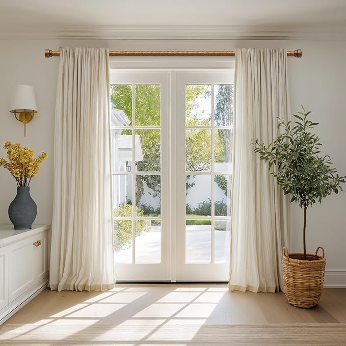 Retro Gold Curtain Rods for Windows 66 to 120 Inches Adjustable Length Heavy - Image 2