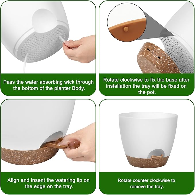 Plant Pots 12/10/9 Inch Self Watering Pots, Plastic Flower Pots, Nursery - Image 2