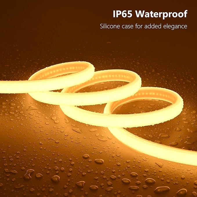 AC 110V COB LED Strip Lights Outdoor Waterproof 65.6ft, 2700K Warm White Super - Image 2