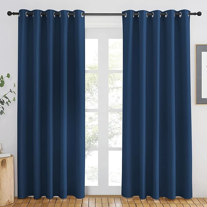 NICETOWN Moroccan Blue Blackout Curtains 84 inch Length, Grommet Top Room by NICETOWN