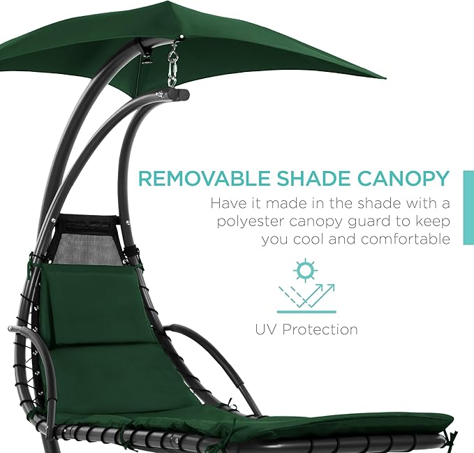 Best Choice Products Outdoor Hanging Curved Steel Chaise Lounge Chair Swing - Image 4