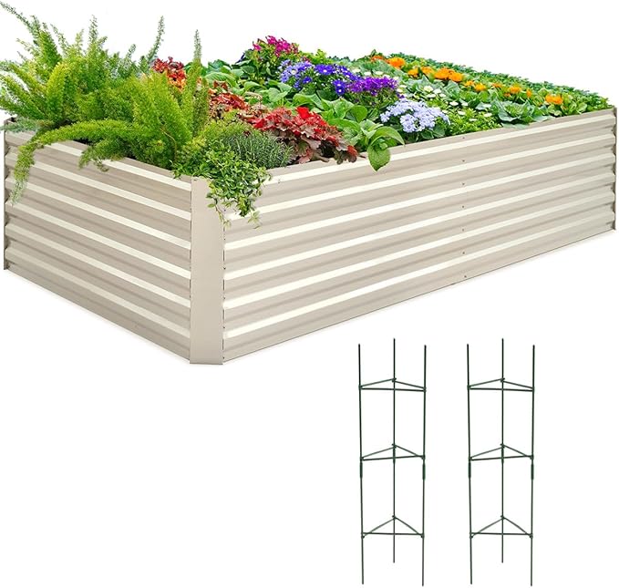 Quictent Galvanized Raised Garden Bed 8x4x2 Ft Tall Metal Planter Box by QUICTENT