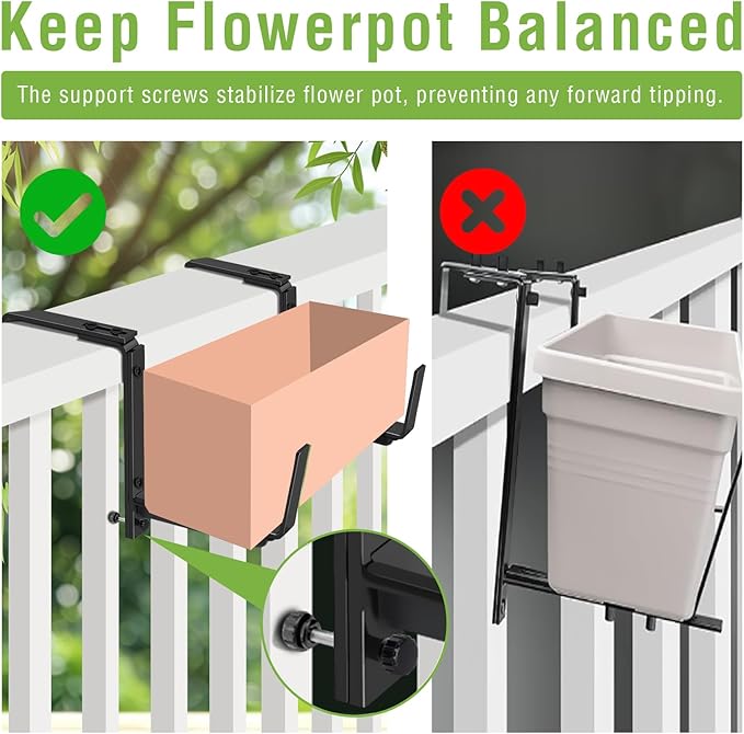 Window Box Brackets, Adjustable Hanging Railing Planter Box Brackets, Heavy - Image 5