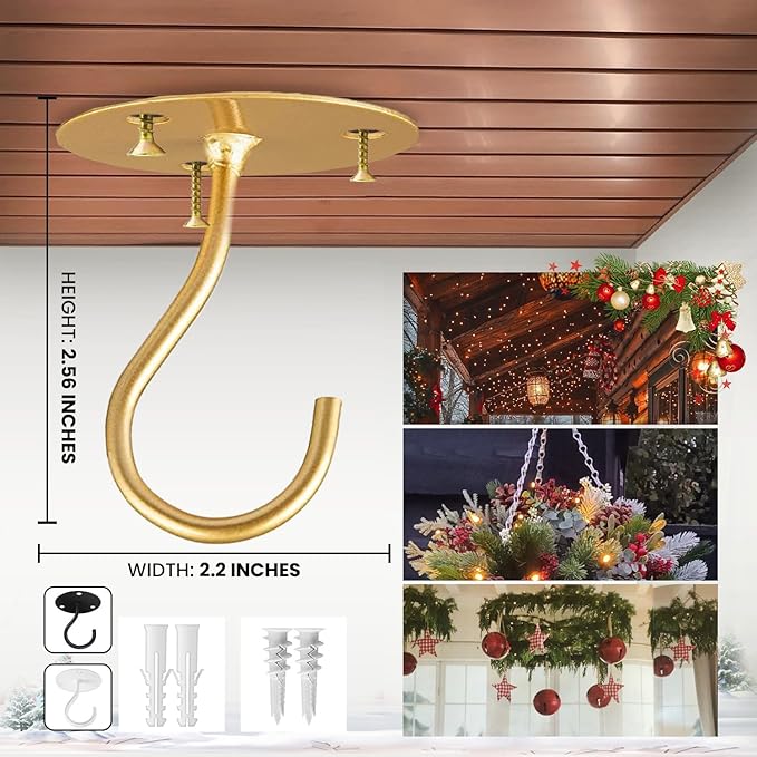 Ceiling Hooks for Hanging Plants- 4pcs 2.56 inches Heavy Duty Powder Coated - Image 7