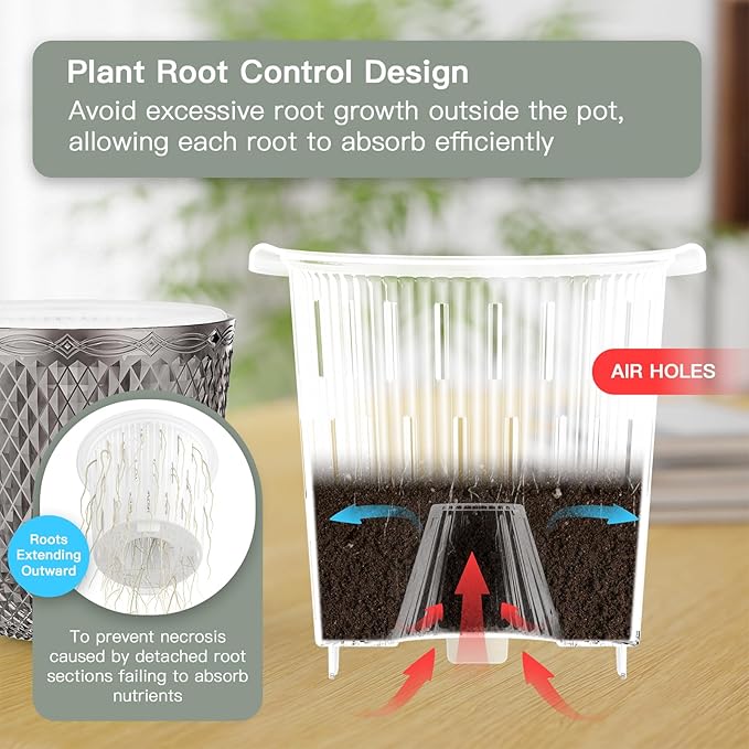 QCQHDU 2 Pack Self Watering Pots, 5.7 Inch Flower Pots - Image 5