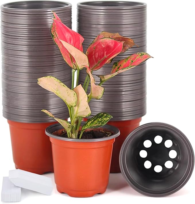 JERIA 100-Pack 4 Inch Plastic Plant Nursery Pots Come by JERIA