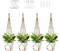 Jute Macrame Plant Hanger Indoor Set of 4 Hanging Planter Basket Flower Pot by Unknown