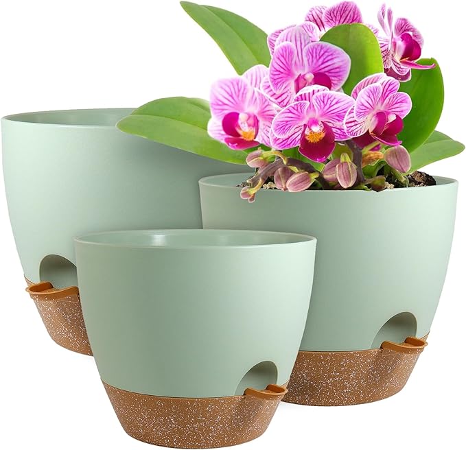 Big Self Watering Pots 12/10/9 inch, Plant Pots by WSMKSZ