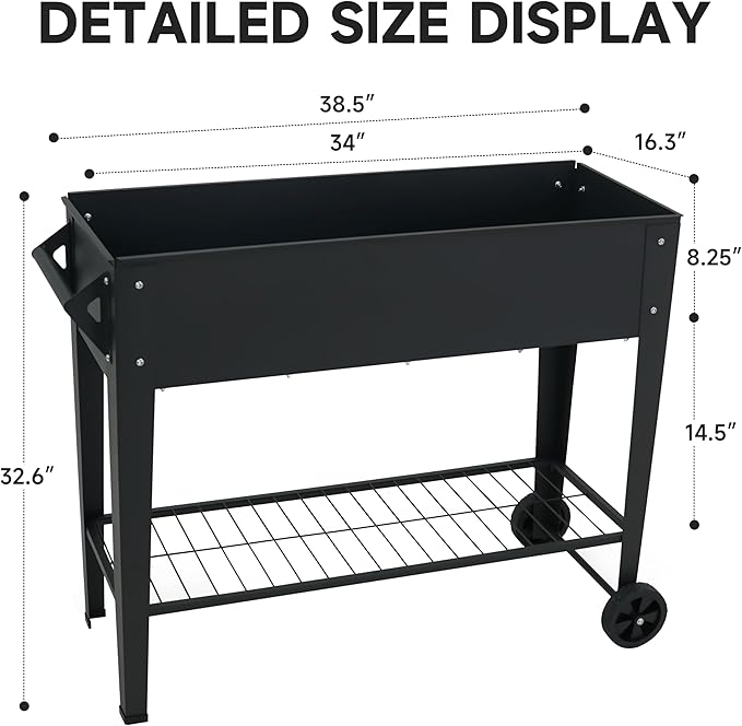 Raised Garden Bed with Legs and Wheels Removable - Image 2
