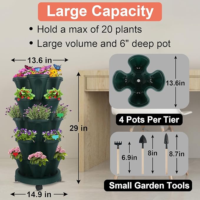 DUNCHATY Stackable Planter, Vertical Strawberry Planter - Image 3