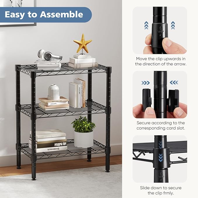 DUMOS 3-Tier Metal Wire Storage Shelves, Adjustable Standing Storage Rack Shelf - Image 7