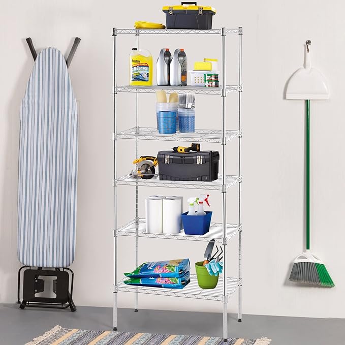 BestOffice Adjustable Wire Shelving Storage Shelves Heavy Duty Shelving Unit - Image 2