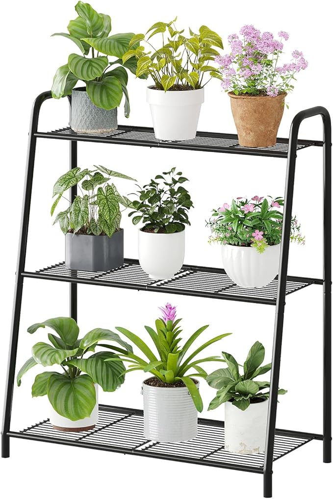 3-Tier Corner Plant Stand, Metal Black Flower Pot Rack, Indoor Outdoor Heavy by Unknown