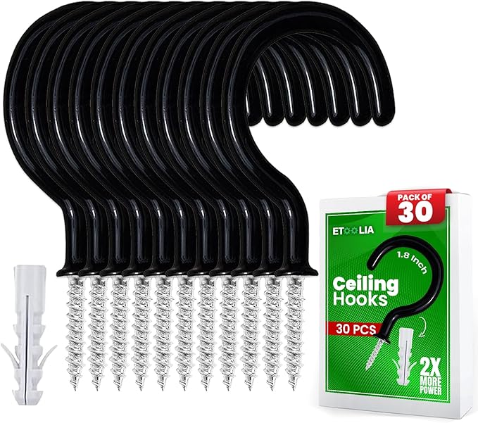 30 pcs Ceiling Hooks for Hanging Plants, Utensils and Lights by Etoolia