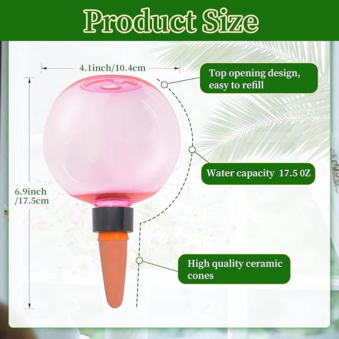 3pcs Large Plant Self Watering Globes, 17.5 oz Plastic Water Bulbs Top Fill - Image 2