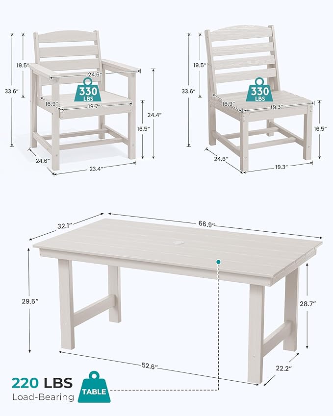 SERWALL Patio Dining Sets for 10 Person, HDPE Dining Set - Image 4