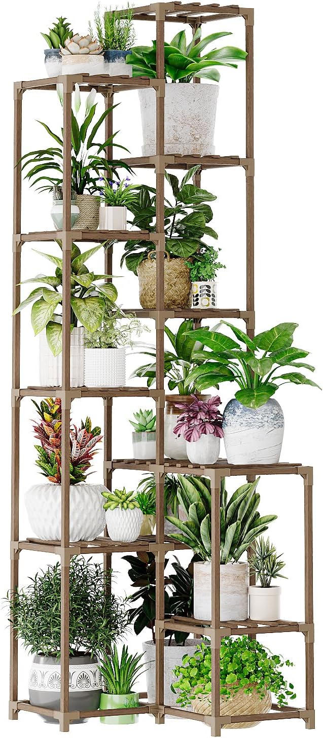 Bamworld 72" Tall Plant Shelf Indoor Outdoor Corner Plant Stand Large Plant - Image 7