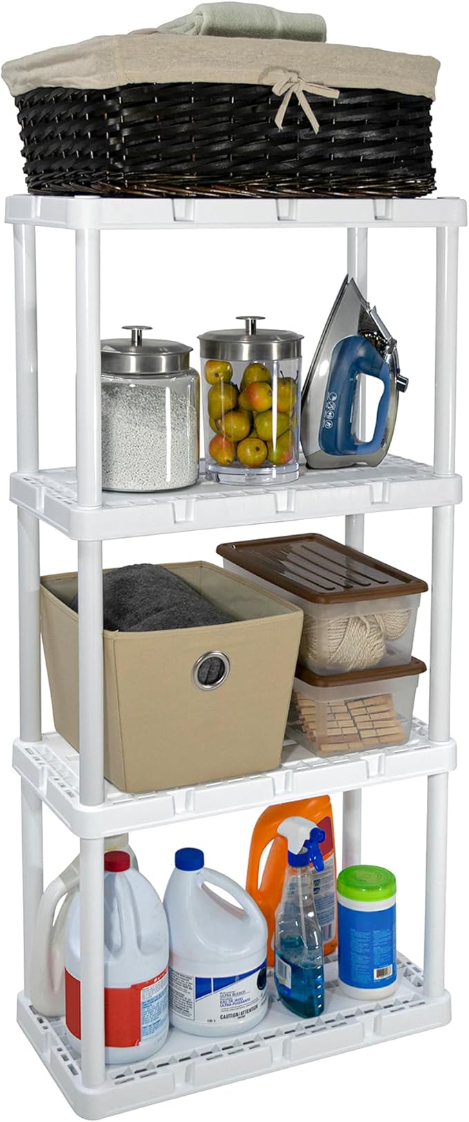 Gracious Living 2 Pack Light Duty Storage Shelves, Knect-A-Shelf 4-Shelf - Image 9