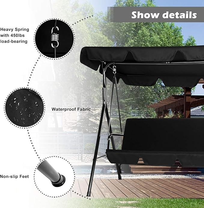 AECOJOY Porch Swing with Stand, Outdoor Swings - Image 3