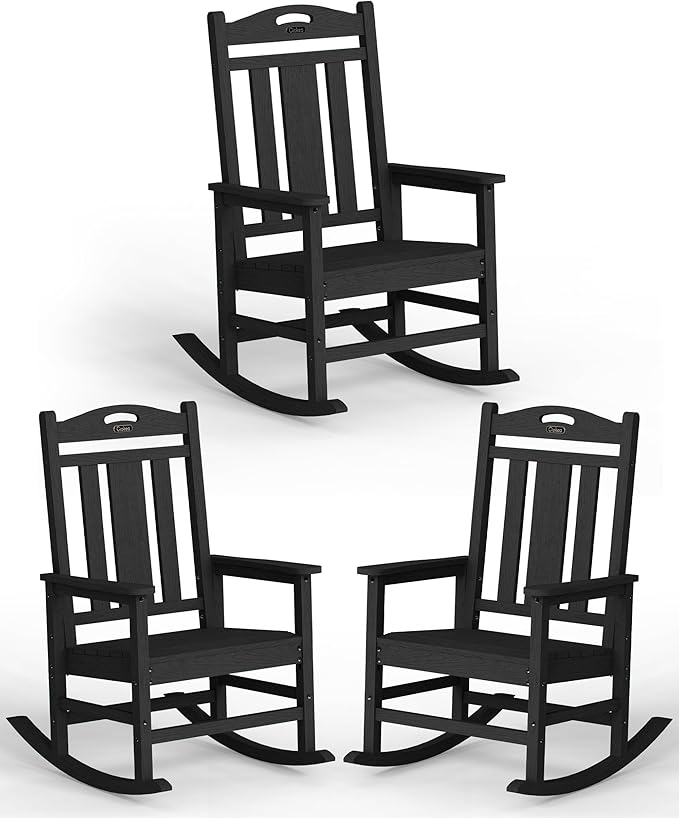 Ciokea Oversized Outdoor Rocking Chairs Set of 3, 380lbs Heavy-Duty Large Patio by CIOKEA