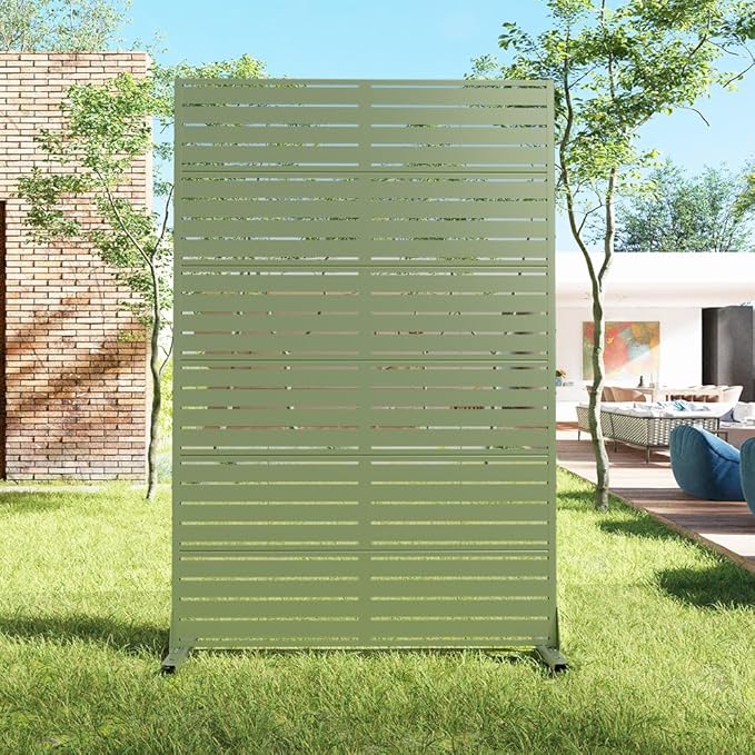 Casaphoria Metal Privacy Screen Outdoor, Light Green-Louvered by Casaphoria