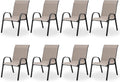 Patio Dining Chairs Set of 8, Outdoor High Stacking Chairs，Breathable Seat by VonzoyHome