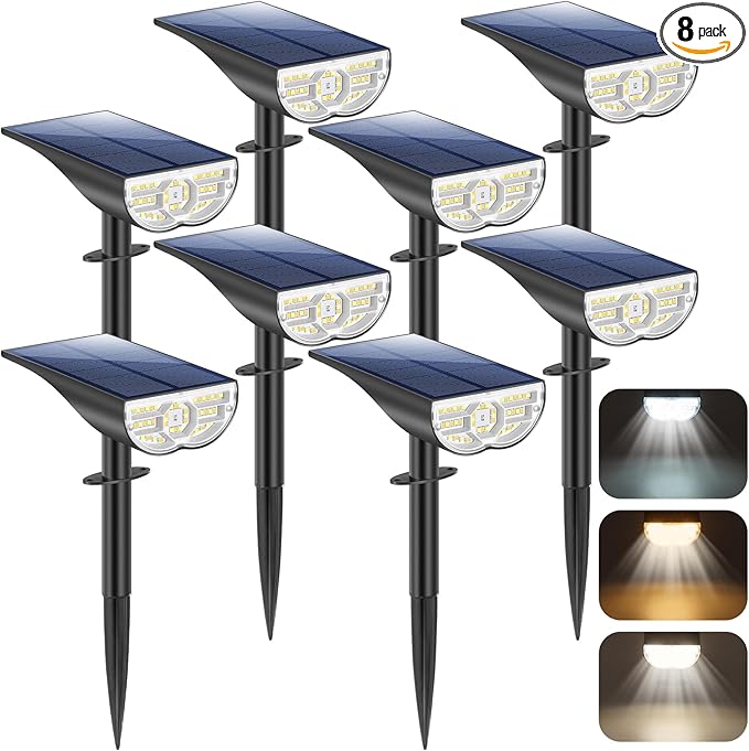 Solar Lights Outdoor, 5 Working Modes Solar Powered Spotlights by TOBUSA