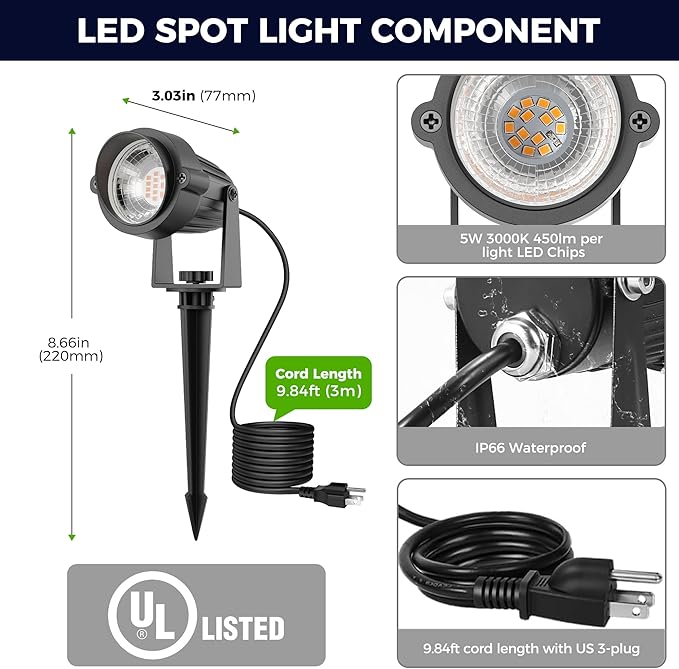 L LOHAS LED Green Spotlight Outdoor, Tree Spot Lights - Image 9