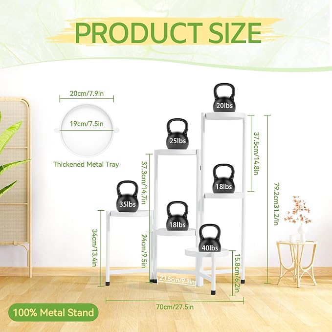 iDavosic.ly Plant Stand Indoor Outdoor, 6 Tier Corner Metal Flower Display - Image 2