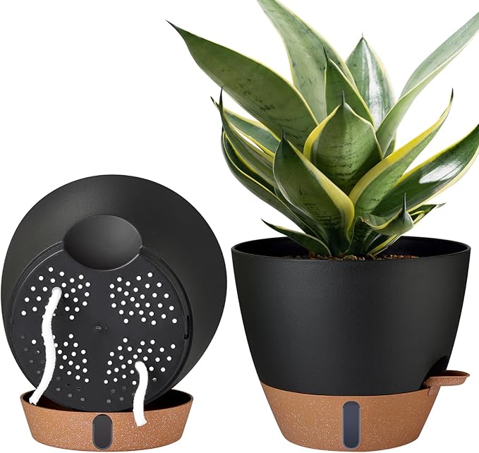 2 Pack 10 inch Plant Pots, PP Plastic Self Watering Plant Pot by Montresor