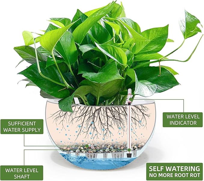 Dexceder 13.5 Inch Large Self Watering Hanging Planters Indoor Outdoor - Image 2