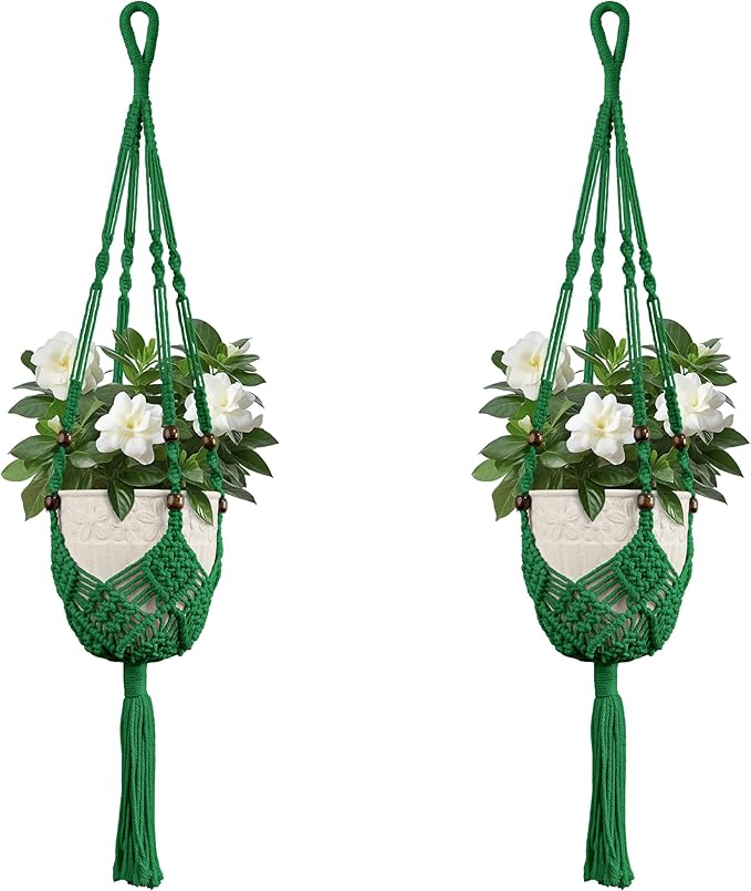 USLAI Macrame Plant Hanger Indoor Outdoor, Fits 3 to 6.5 inch Pots, Hanging by USLAI