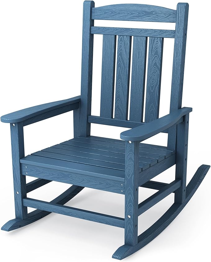 KINGYES HDPE Outdoor Rocking Chair, Widened Seat Patio Rocking Chair, Oversized by KINGYES