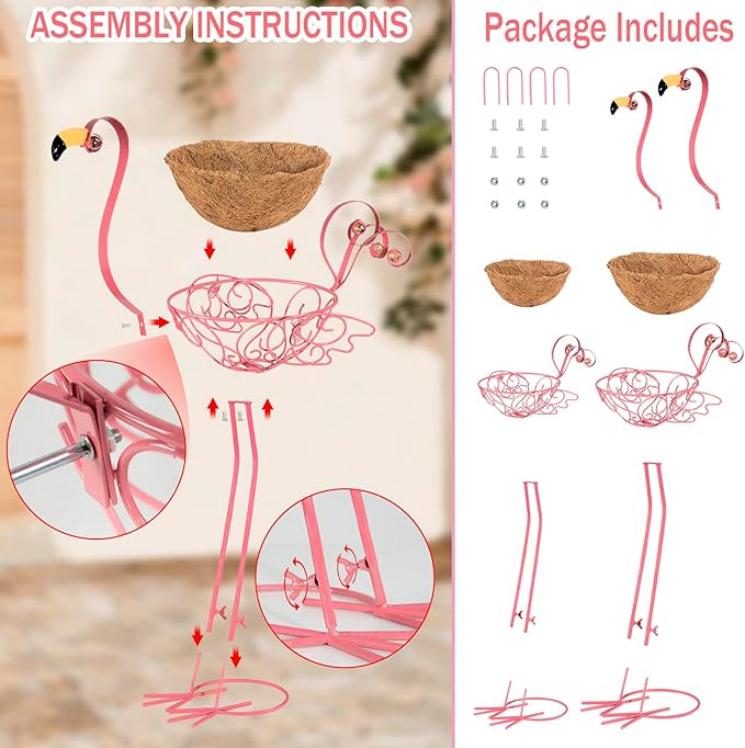 Set of 2 Pink Flamingo Outdoor Planters - Image 5