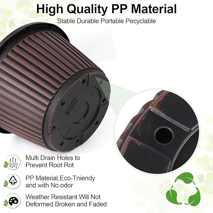 Planter-Pots-for-Plants-Indoor-Outdoor, 4 Pack 10 Inch Plastic Flower Pots - Image 5