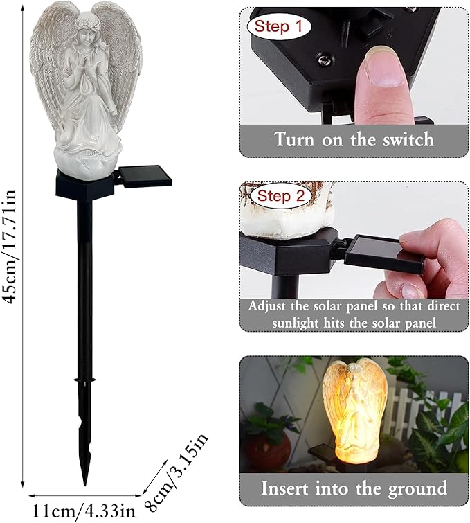 Solar Garden Angel Lights, Waterproof Outdoor Garden Angels Statue Decorations - Image 4