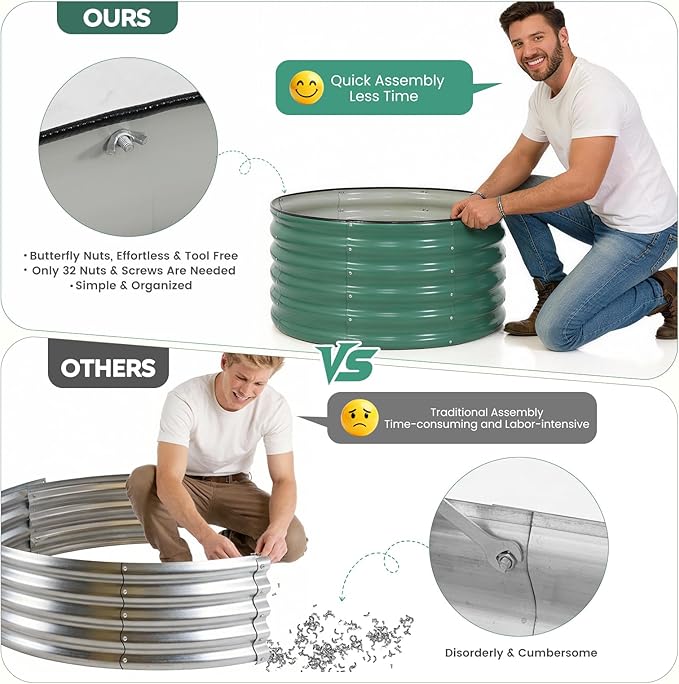ZORMY Galvanized Raised Garden Bed Outdoor, Round Metal Planter Boxes 2 Pcs - Image 5