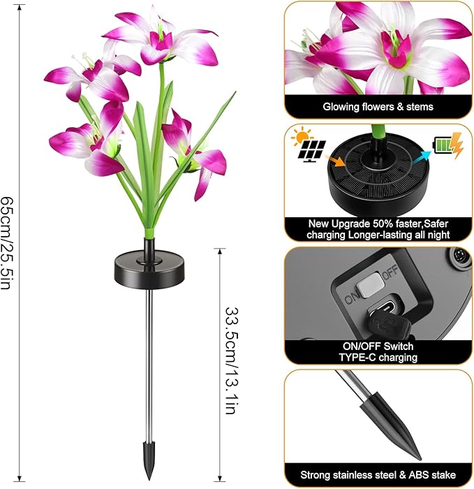 Upgraded Solar Garden Lights, 4 Pack Outdoor Solar Lights, New Round Panel - Image 3