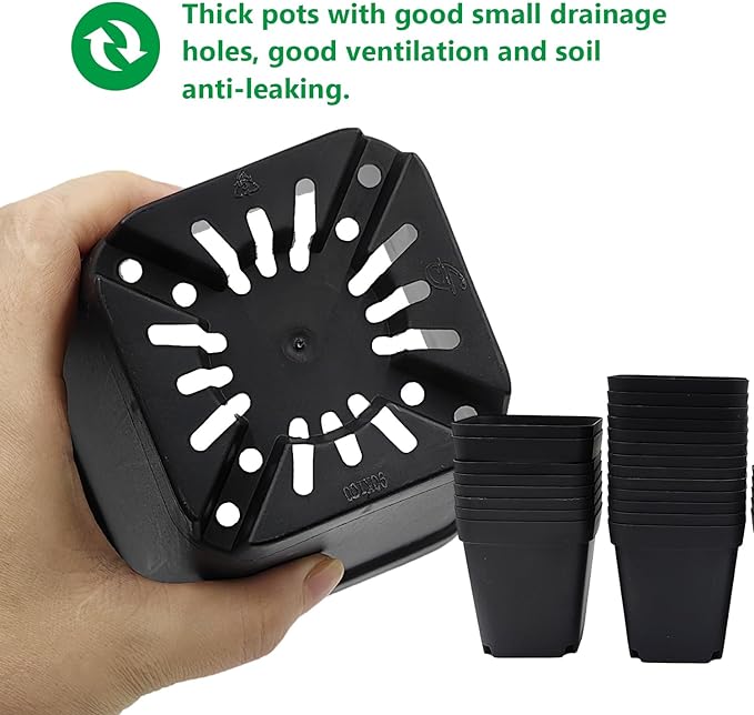 Square Nursery Pots 3.54Inches 90 Pcs Seedling Flower Post Plastic Thick Seed - Image 5