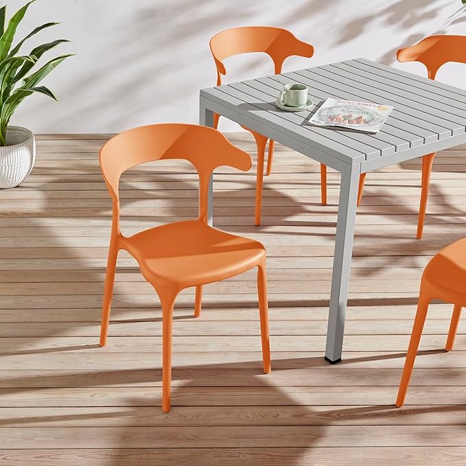 Modern Stackable Dining Chair Set, No Assembly, Plastic Chair, Patio Chair - Image 4