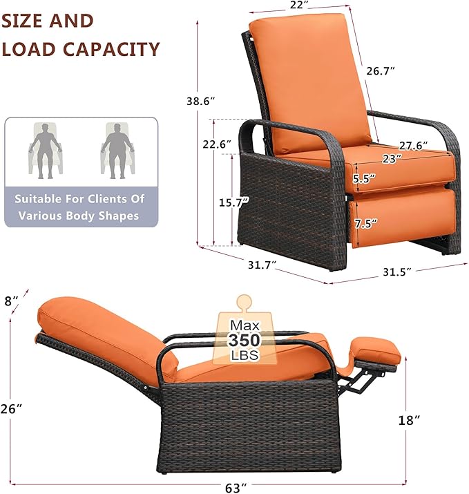 ART TO REAL Automatic Adjustable Patio Recliner Chair Relaxing Sofa Outdoor - Image 3
