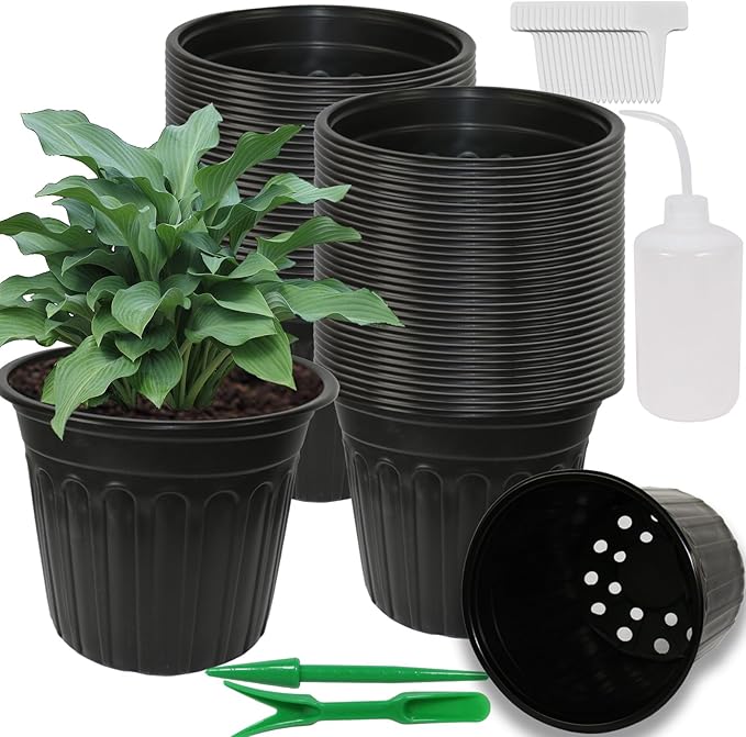 50-Pack 2.5 Gallon Flexible Plastic Plant Pots, Thickened Soft Seed Starting by Niiiice