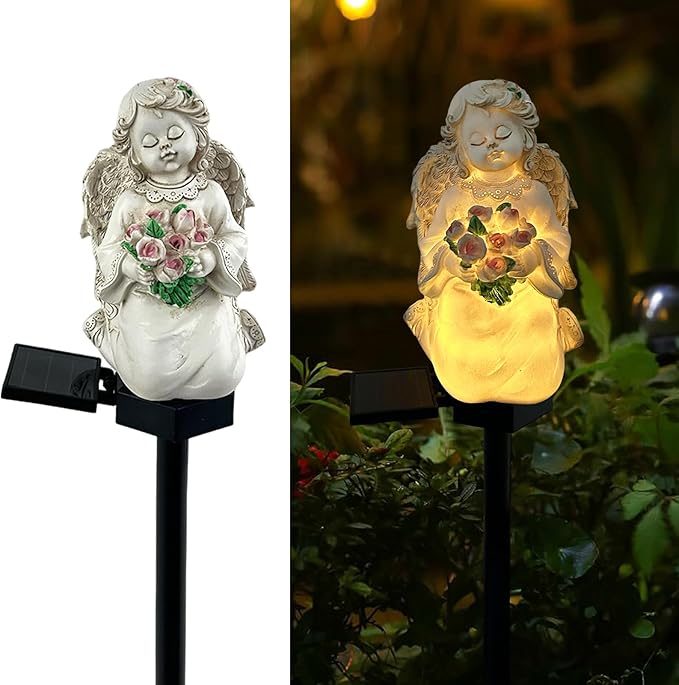 Solar Garden Angel Lights, Waterproof Outdoor Garden Angels Statue Decorations by LAIAMER
