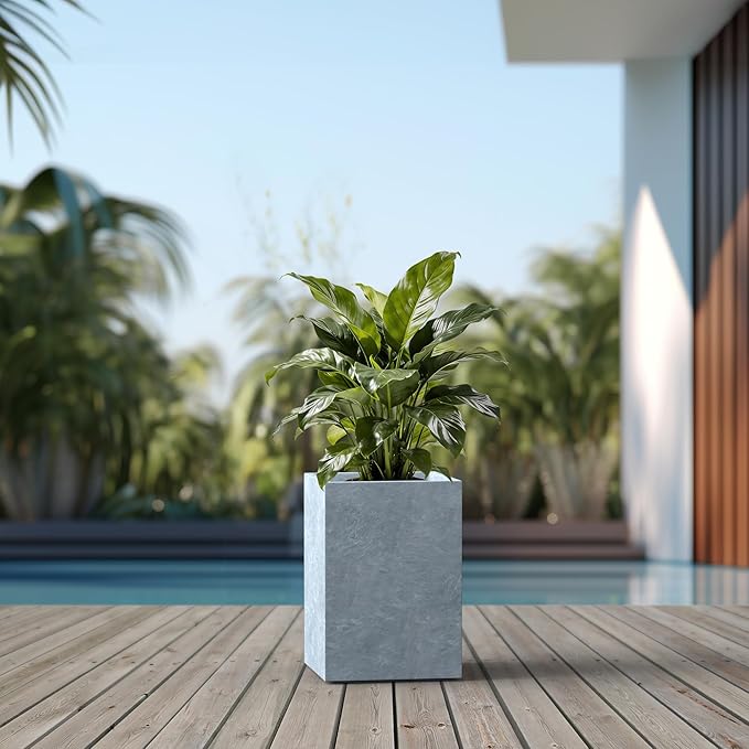 Kante 15.7" H Tall Rectangular Concrete Planters, Outdoor Indoor Lightweight - Image 7